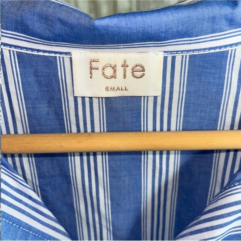 Fate Poplin Blue Stiped Oversized Blouse - Picture 7 of 7